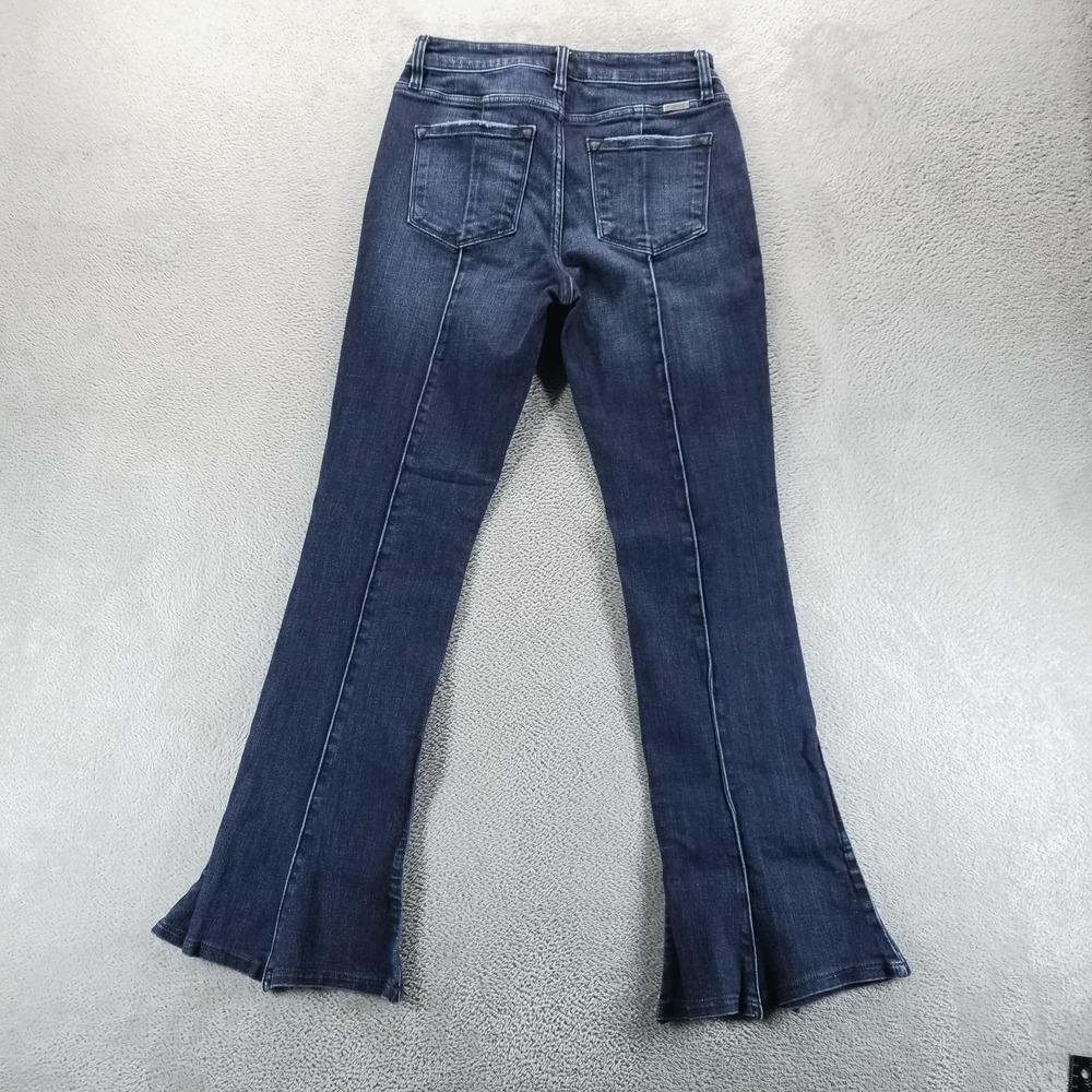 KanCan Jeans Womens 28 Blue Flare High Rise Front Seam Dark Wash Stretch - Picture 2 of 9